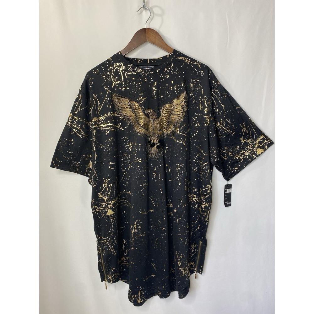 NWT  Lucky Apache Eagle Gold Splatter Men's Shirt Size 3XL Patriotic Streetwear